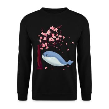 Sacabambaspis Fish Meme Sakura Cherry Blossom - Unisex Sweatshirt - black - Front - Alina (178cm) & Michal (187cm)