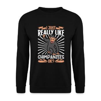 Ich liebe Schimpansen - Schimpanse - Unisex Pullover - Schwarz - Vorne - Alina (178cm) & Michal (187cm)