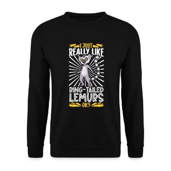 J’adore les lémuriens à queue annelée - lémuriens à queue annelée - Sweat-shirt Unisexe - noir - Devant - Alina (178cm) & Michal (187cm)