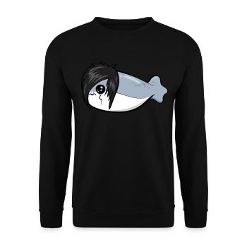Sacabambaspis Fish Meme Emo Gothic Goth - Unisex Sweatshirt - black - Front - Alina (178cm) & Michal (187cm)