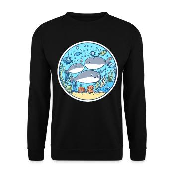 Sacabambaspis Fisch Meme Meer schwimmen - Unisex Pullover - Schwarz - Vorne - Alina (178cm) & Michal (187cm)