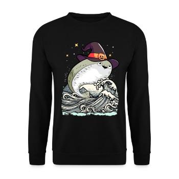 Sacabambaspis poisson Meme sorcière Halloween - Sweat-shirt Unisexe - noir - Devant - Alina (178cm) & Michal (187cm)