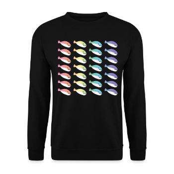 Sacabambaspis Fisch Meme LGBTQ Stolz - Unisex Pullover - Schwarz - Vorne - Alina (178cm) & Michal (187cm)