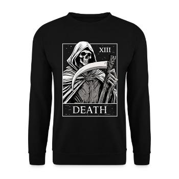 Santa Muerte Tod Tarotkarte Dia De Los Muertos - Unisex Pullover - Schwarz - Vorne - Alina (178cm) & Michal (187cm)