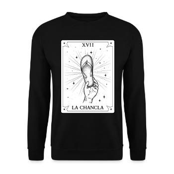 La Chancla Survivor Tarot Card Mexico Puerto Rico - Unisex Sweatshirt - black - Front - Alina (178cm) & Michal (187cm)