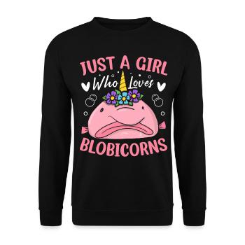 Lustiger Blobfisch Meerestier - Unisex Pullover - Schwarz - Vorne - Alina (178cm) & Michal (187cm)