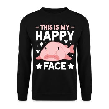 Lustiger Blobfisch Meerestier - Unisex Pullover - Schwarz - Vorne - Alina (178cm) & Michal (187cm)
