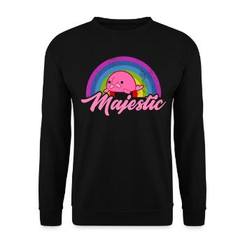 Lustiger Blobfisch Meerestier Regenbogen - Unisex Pullover - Schwarz - Vorne - Alina (178cm) & Michal (187cm)