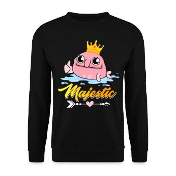 Lustiger Blobfisch König Meerestier - Unisex Pullover - Schwarz - Vorne - Alina (178cm) & Michal (187cm)