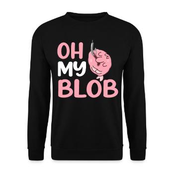 Lustiger Blobfisch Meerestier - Unisex Pullover - Schwarz - Vorne - Alina (178cm) & Michal (187cm)