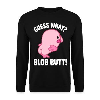 Lustiger Blobfisch Meerestier - Unisex Pullover - Schwarz - Vorne - Alina (178cm) & Michal (187cm)