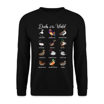 Verschiedene Entenarten - Enten der Welt - Unisex Pullover - Schwarz - Vorne - Alina (178cm) & Michal (187cm)