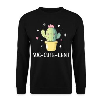 Funny Succulent Cactus - Unisex Sweatshirt - black - Front - Alina (178cm) & Michal (187cm)