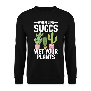 Funny Succulent Cactus - Unisex Sweatshirt - black - Front - Alina (178cm) & Michal (187cm)