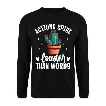 Funny Succulent Cactus - Unisex Sweatshirt - black - Front - Alina (178cm) & Michal (187cm)