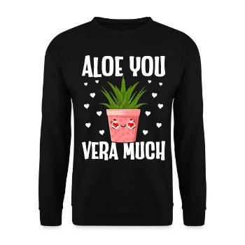 Funny Succulent Aloe Vera - Unisex Sweatshirt - black - Front - Alina (178cm) & Michal (187cm)