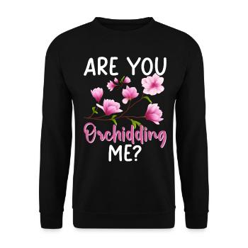 Funny Houseplant Orchid Gardening - Unisex Sweatshirt - black - Front - Alina (178cm) & Michal (187cm)