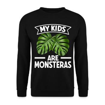Houseplant Monstera Gardening Mom - Unisex Sweatshirt - black - Front - Alina (178cm) & Michal (187cm)