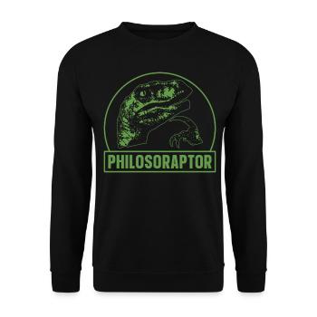 Drôle Philosophie Meme Vélociraptor Dinosaure - Sweat-shirt Unisexe - noir - Devant - Alina (178cm) & Michal (187cm)