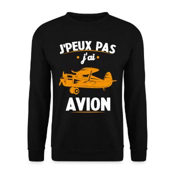Je Peux Pas J ai Avion - Sweat-shirt Unisexe - noir - Devant - Alina (178cm) & Michal (187cm)