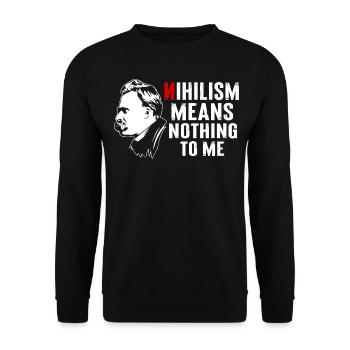Philosophie Theorie Friedrich Nietzsche - Unisex Pullover - Schwarz - Vorne - Alina (178cm) & Michal (187cm)
