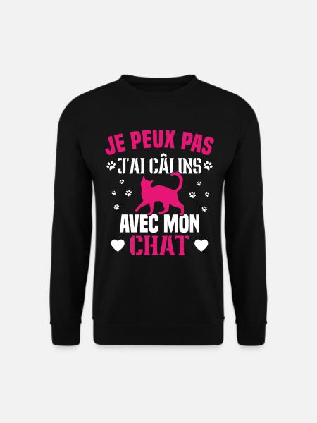 Ich kann nicht mit meiner Katze kuscheln Humor Katze - Unisex Pullover - Schwarz