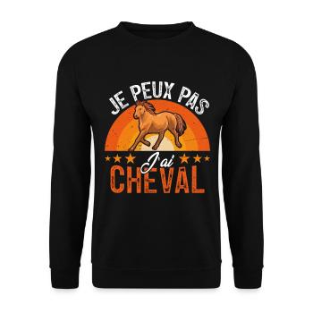 Ich kann nicht, ich habe ein Pferd - Unisex Pullover - Schwarz - Vorne - Alina (178cm) & Michal (187cm)