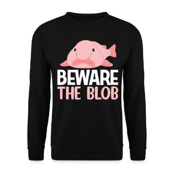 Lustiger Blobfisch Meerestier - Unisex Pullover - Schwarz - Vorne - Alina (178cm) & Michal (187cm)