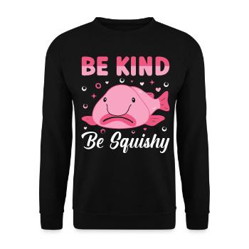 Lustiger Blobfisch Meerestier - Unisex Pullover - Schwarz - Vorne - Alina (178cm) & Michal (187cm)