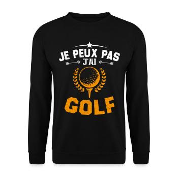 Ich kann nicht Golf spielen - Unisex Pullover - Schwarz - Vorne - Alina (178cm) & Michal (187cm)