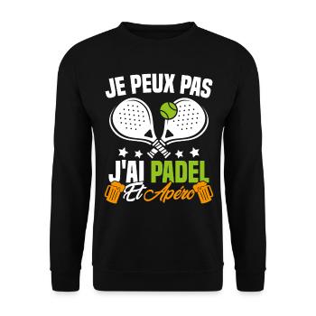 I can't I have padel and aperitif Padeliste Gift - Unisex Sweatshirt - black - Front - Alina (178cm) & Michal (187cm)