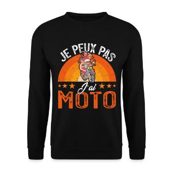 Je peux pas j ai moto - Sweat-shirt Unisexe - noir - Devant - Alina (178cm) & Michal (187cm)