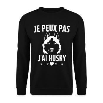 I can't I have husky - Unisex Sweatshirt - black - Front - Alina (178cm) & Michal (187cm)