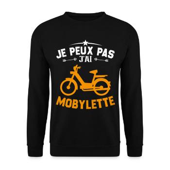 Ich kann nicht, ich habe ein Moped-Geschenk - Unisex Pullover - Schwarz - Vorne - Alina (178cm) & Michal (187cm)
