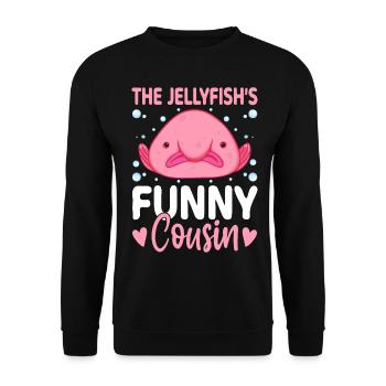 Lustiger Blobfisch Meerestier - Unisex Pullover - Schwarz - Vorne - Alina (178cm) & Michal (187cm)