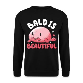 Lustiger Blobfisch Meerestier - Unisex Pullover - Schwarz - Vorne - Alina (178cm) & Michal (187cm)
