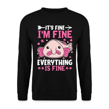 Lustiger Blobfisch Meerestier - Unisex Pullover - Schwarz - Vorne - Alina (178cm) & Michal (187cm)