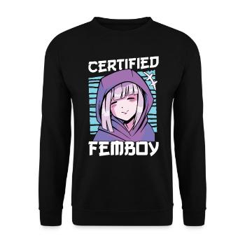 Crossdressing Crossdresser MTF Anime - Unisex Pullover - Schwarz - Vorne - Alina (178cm) & Michal (187cm)