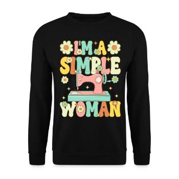 Nähen Näherin Nähmaschine - Unisex Pullover - Schwarz - Vorne - Alina (178cm) & Michal (187cm)