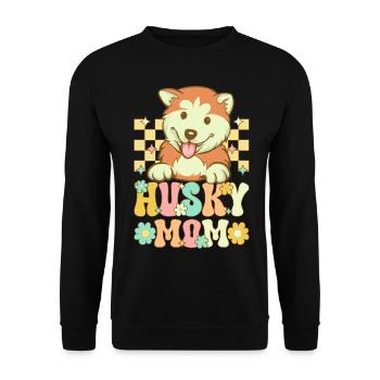 Groovy Siberian Husky Dog Lover - Unisex Sweatshirt - black - Front - Alina (178cm) & Michal (187cm)