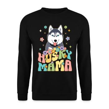Groovy Siberian Husky Mom Weiblicher Hundeliebhabe - Unisex Pullover - Schwarz - Vorne - Alina (178cm) & Michal (187cm)