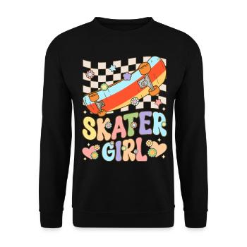 Skateboarding Mädchen Weibliche Skateboarderin Ska - Unisex Pullover - Schwarz - Vorne - Alina (178cm) & Michal (187cm)