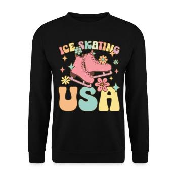 Patriotischer Schlittschuhläufer Eiskunstlauf - Unisex Pullover - Schwarz - Vorne - Alina (178cm) & Michal (187cm)