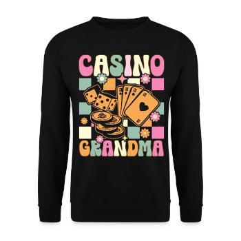 Groovy Slot Machine Casino Liebhaber Glücksspiel - Unisex Pullover - Schwarz - Vorne - Alina (178cm) & Michal (187cm)