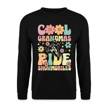 Groovy Snowmobiling Oma - Unisex Pullover - Schwarz - Vorne - Alina (178cm) & Michal (187cm)