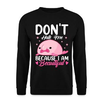 Lustiger Blobfisch Meerestier - Unisex Pullover - Schwarz - Vorne - Alina (178cm) & Michal (187cm)