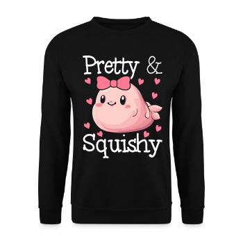 Lustiger Blobfisch Meerestier - Unisex Pullover - Schwarz - Vorne - Alina (178cm) & Michal (187cm)