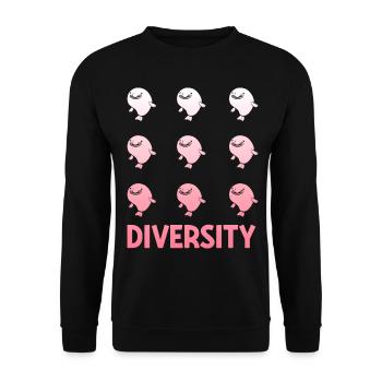 Lustiger Blobfisch Meerestier - Unisex Pullover - Schwarz - Vorne - Alina (178cm) & Michal (187cm)