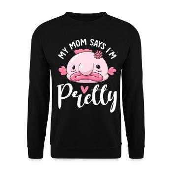 Lustiger Blobfisch Meerestier - Unisex Pullover - Schwarz - Vorne - Alina (178cm) & Michal (187cm)