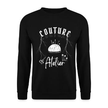 ATELIER COUTURE MODERNE BLANC GRIS ROCK GRUNGE - Sweat-shirt Unisexe - noir - Devant - Alina (178cm) & Michal (187cm)